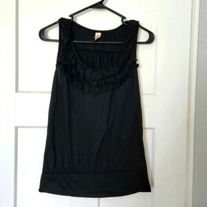 Black Sleeveless Ruffle Top